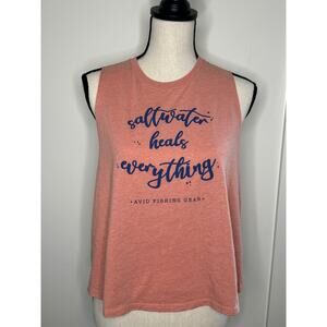 Avid Fishing Gear T-shirt Sleeveless Saltwater Heals Everything XL Tee Cropped